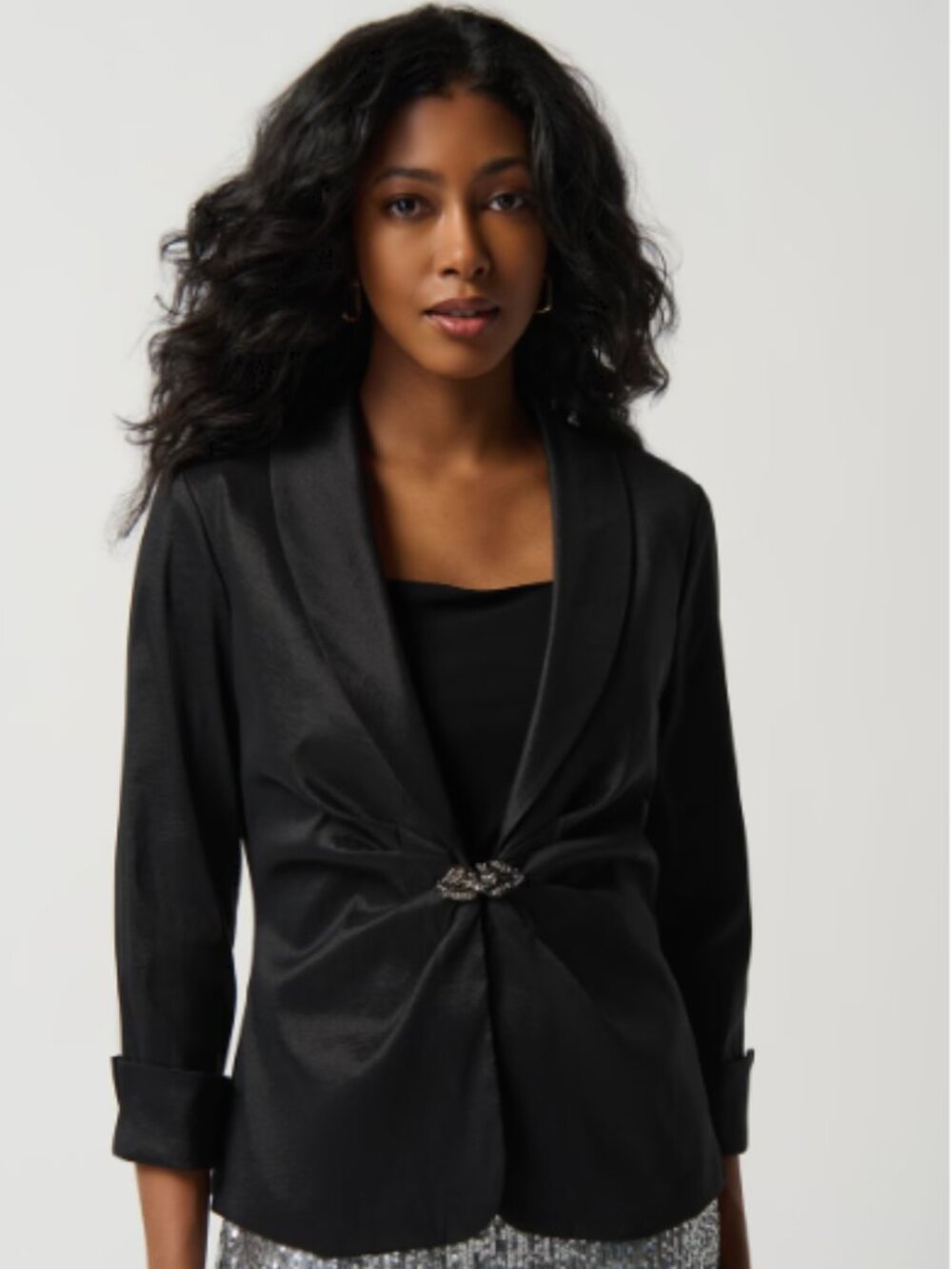 NWT! Joseph Ribkoff Taffeta Fitted Blazer with Shawl Collar Size‎ 10 3/4 Sleeves